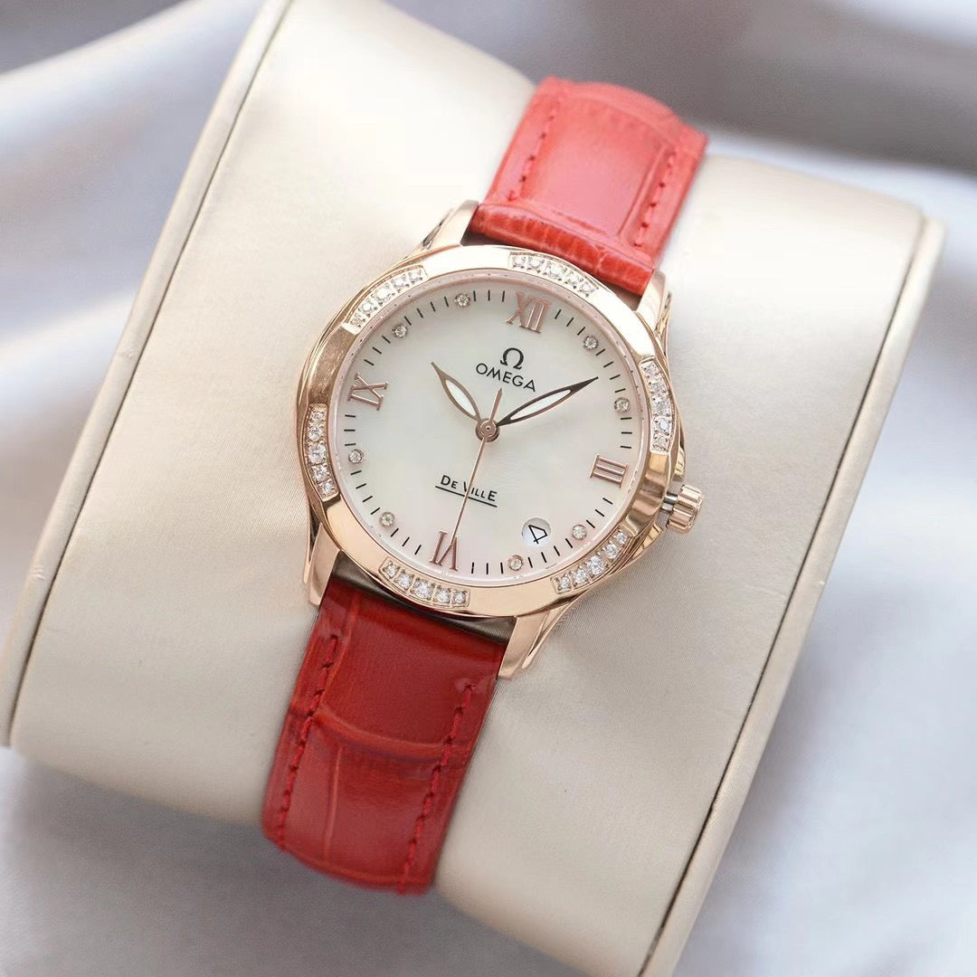 Omeg*—Elegant Ceramic Ladies' Watch