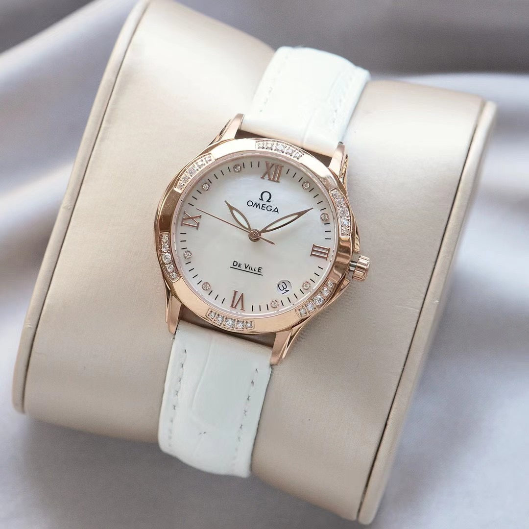 Omeg*—Elegant Ceramic Ladies' Watch
