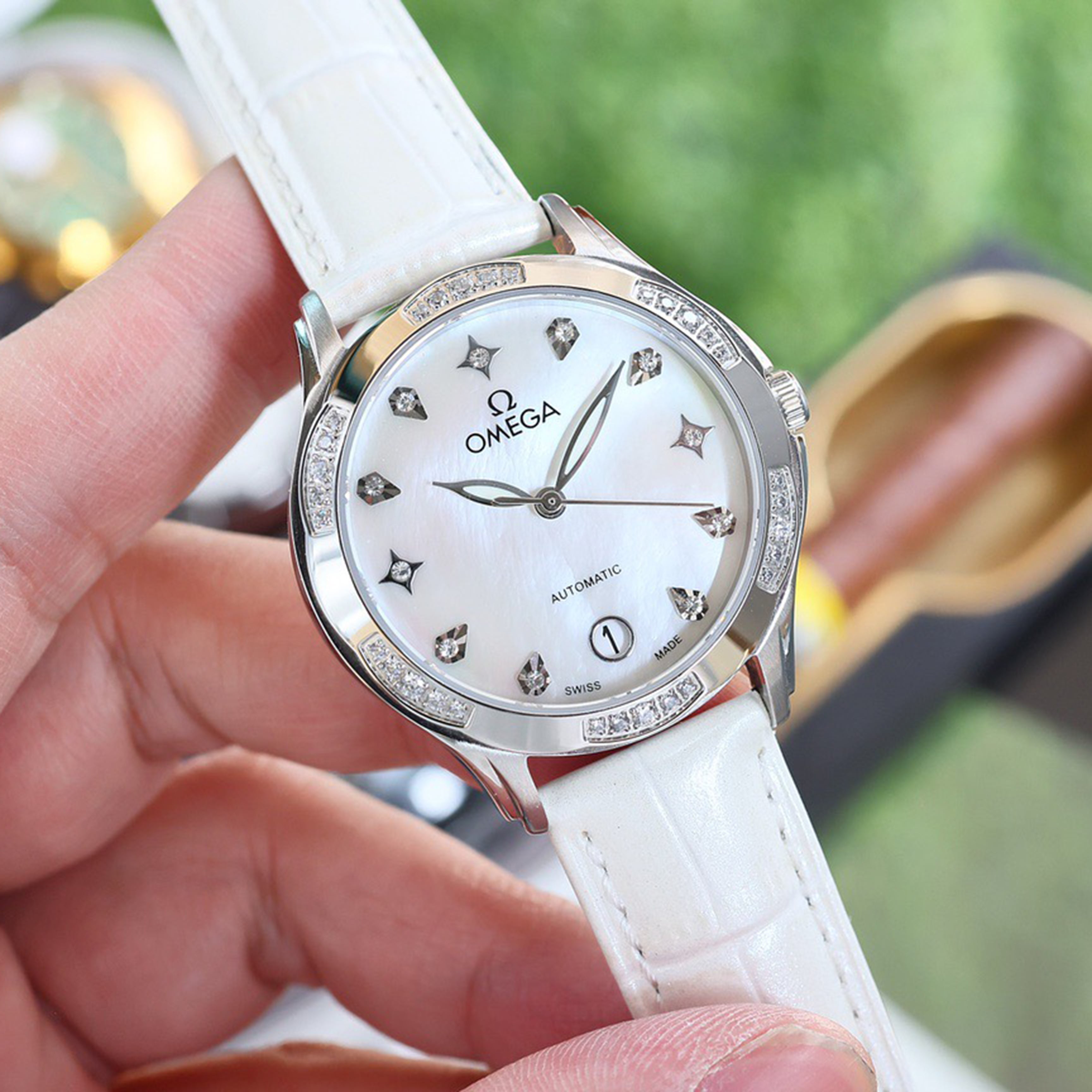 Omeg*—Elegant Ceramic Ladies' Watch