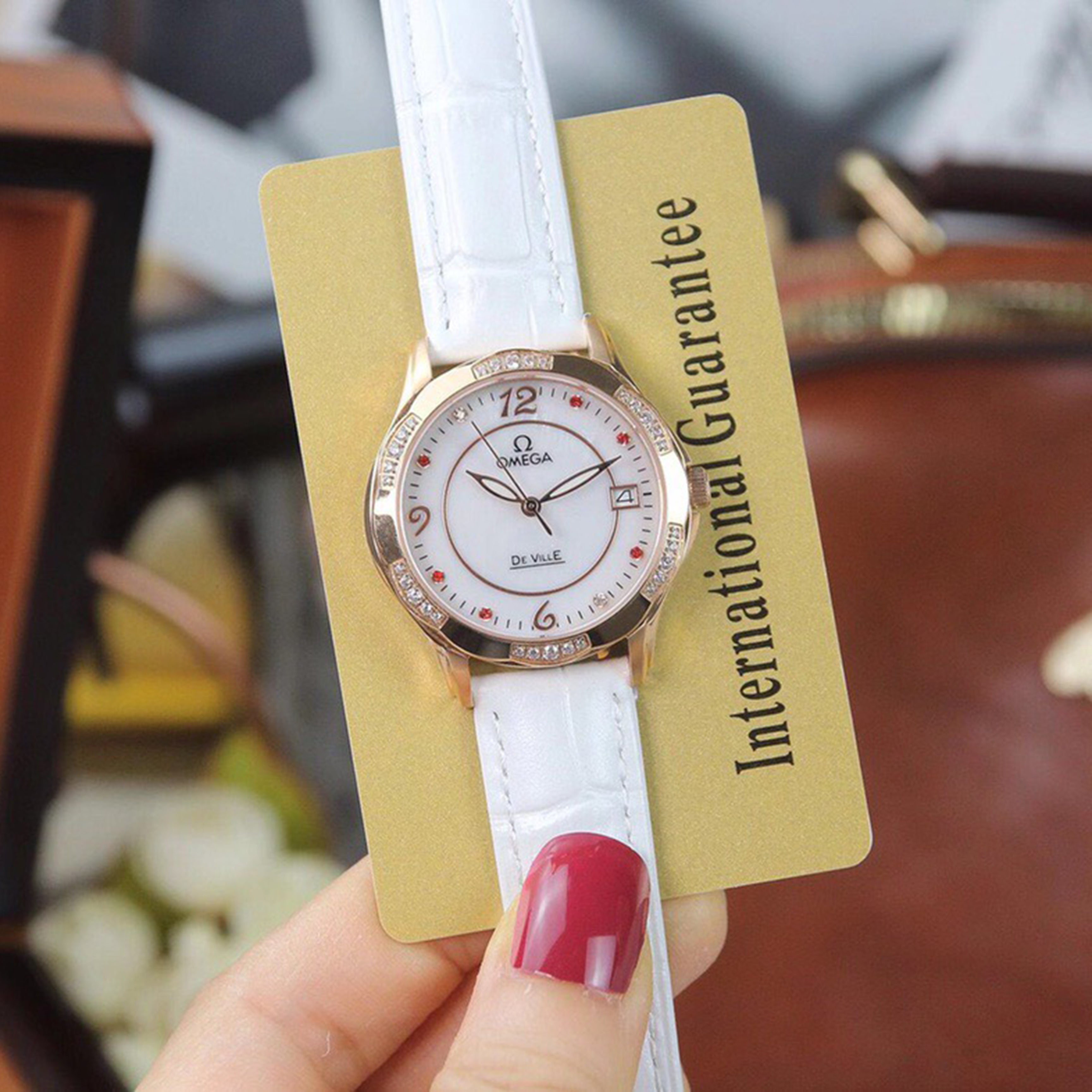 Omeg*—Elegant Ceramic Ladies' Watch