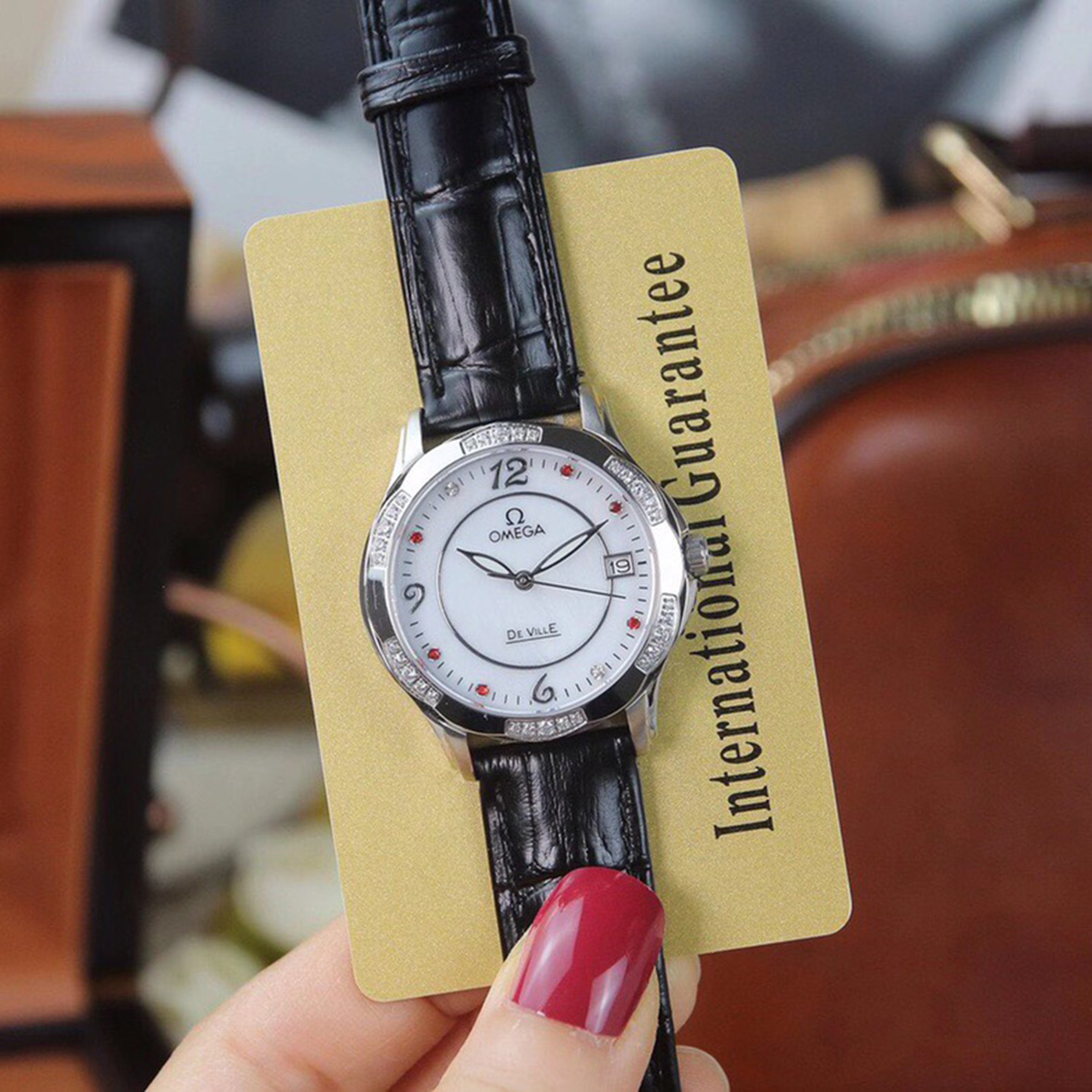 Omeg*—Elegant Ceramic Ladies' Watch