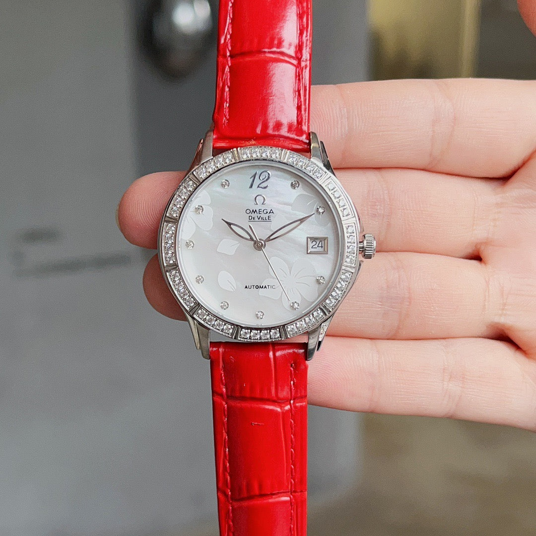 Omeg*—Elegant Ceramic Ladies' Watch