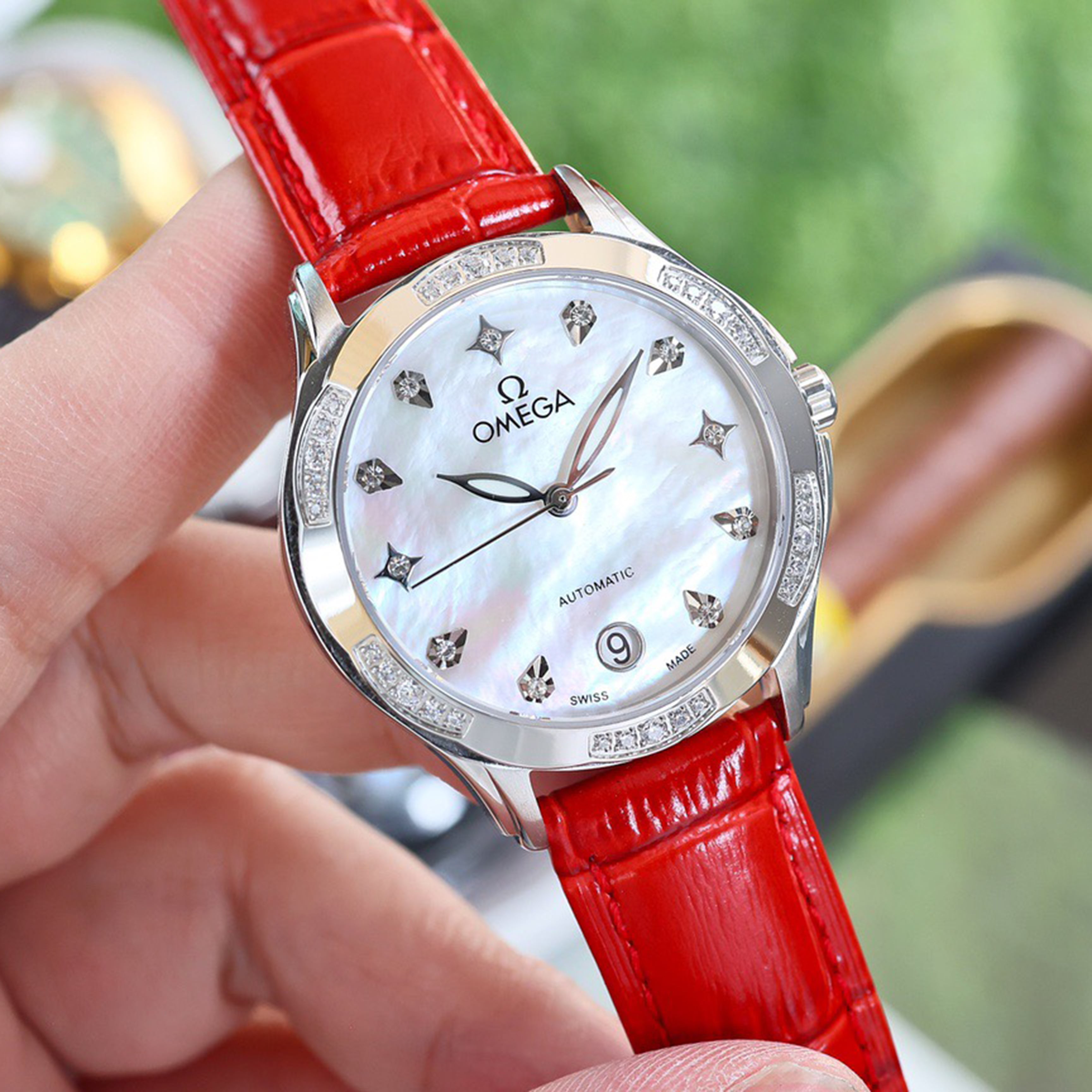 Omeg*—Elegant Ceramic Ladies' Watch