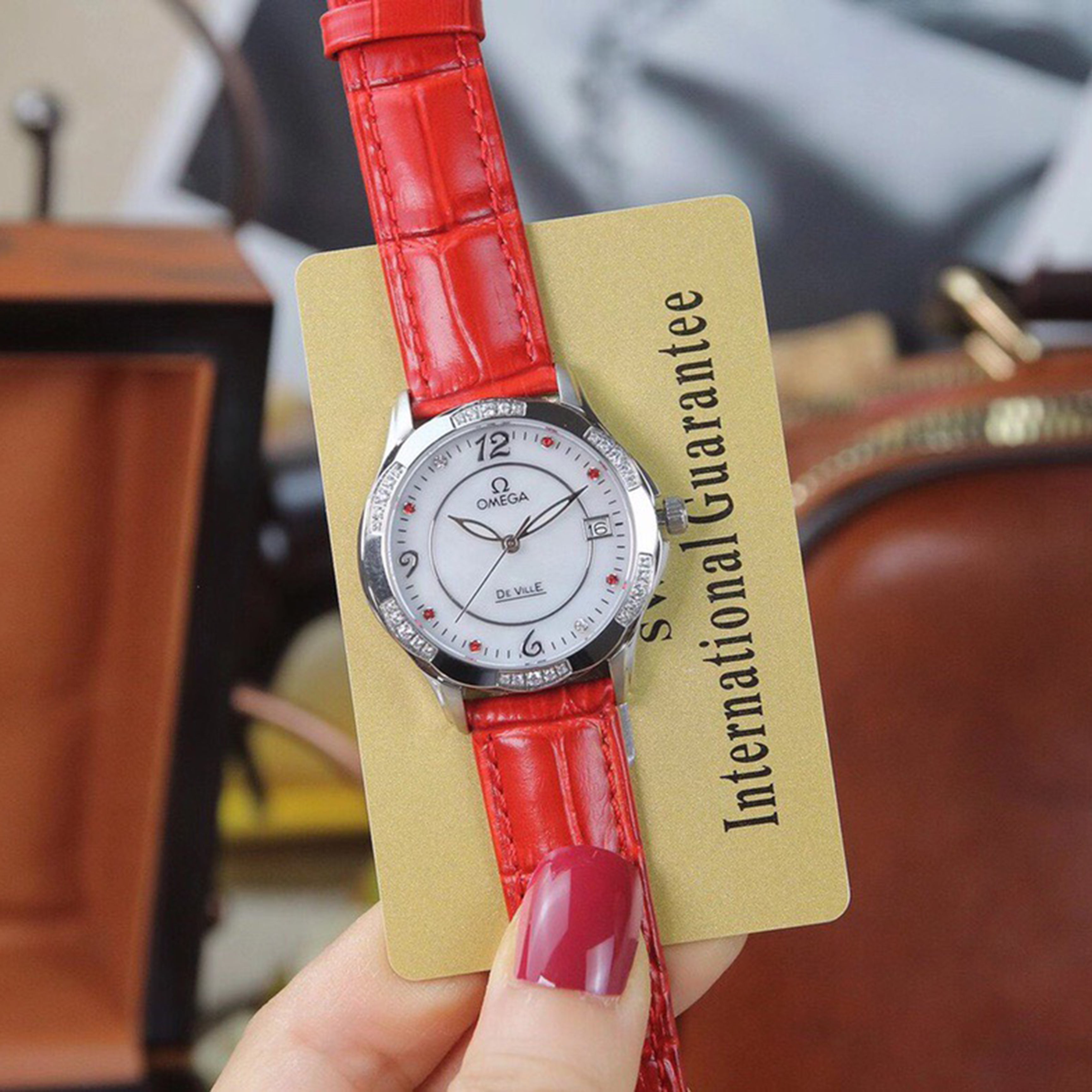 Omeg*—Elegant Ceramic Ladies' Watch