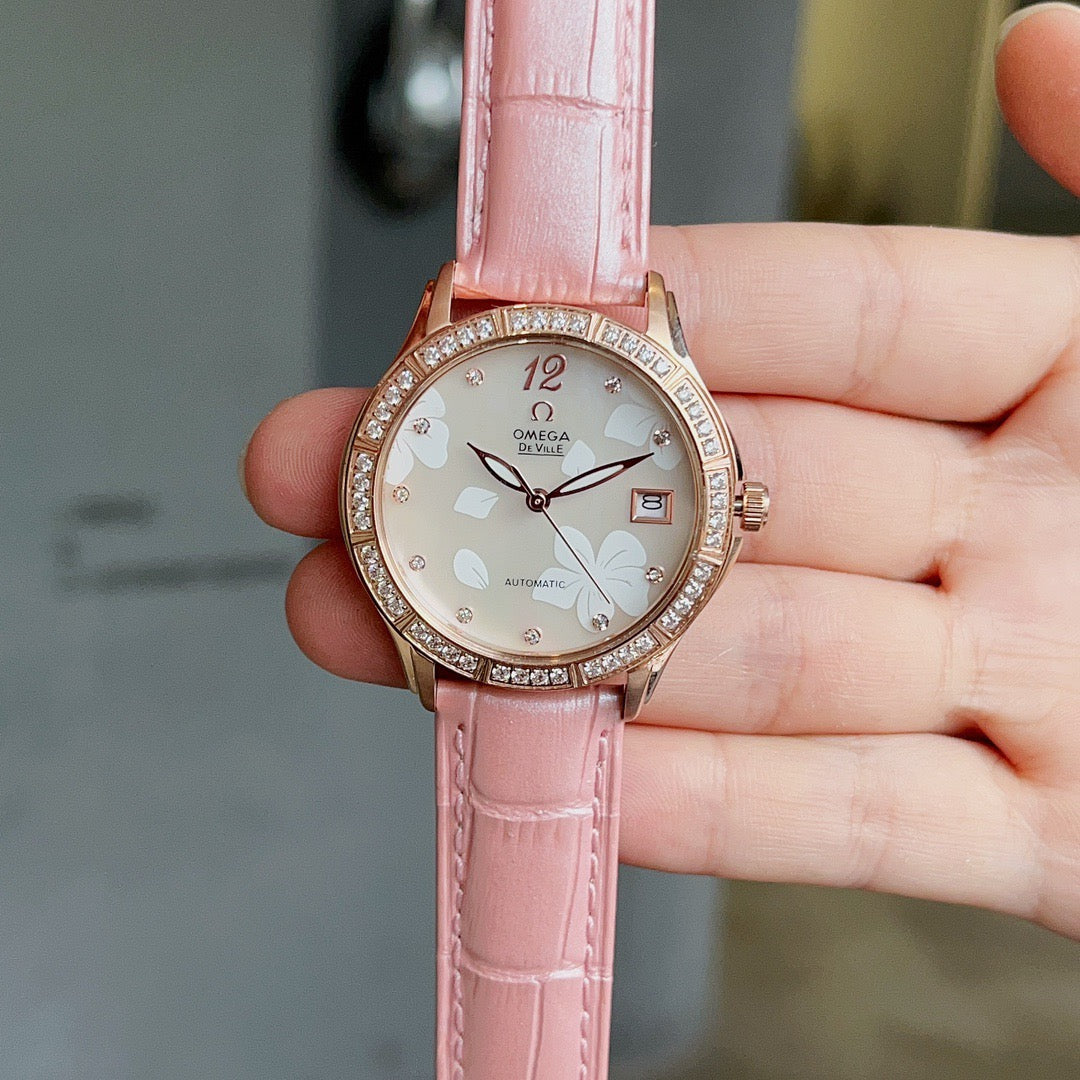 Omeg*—Elegant Ceramic Ladies' Watch
