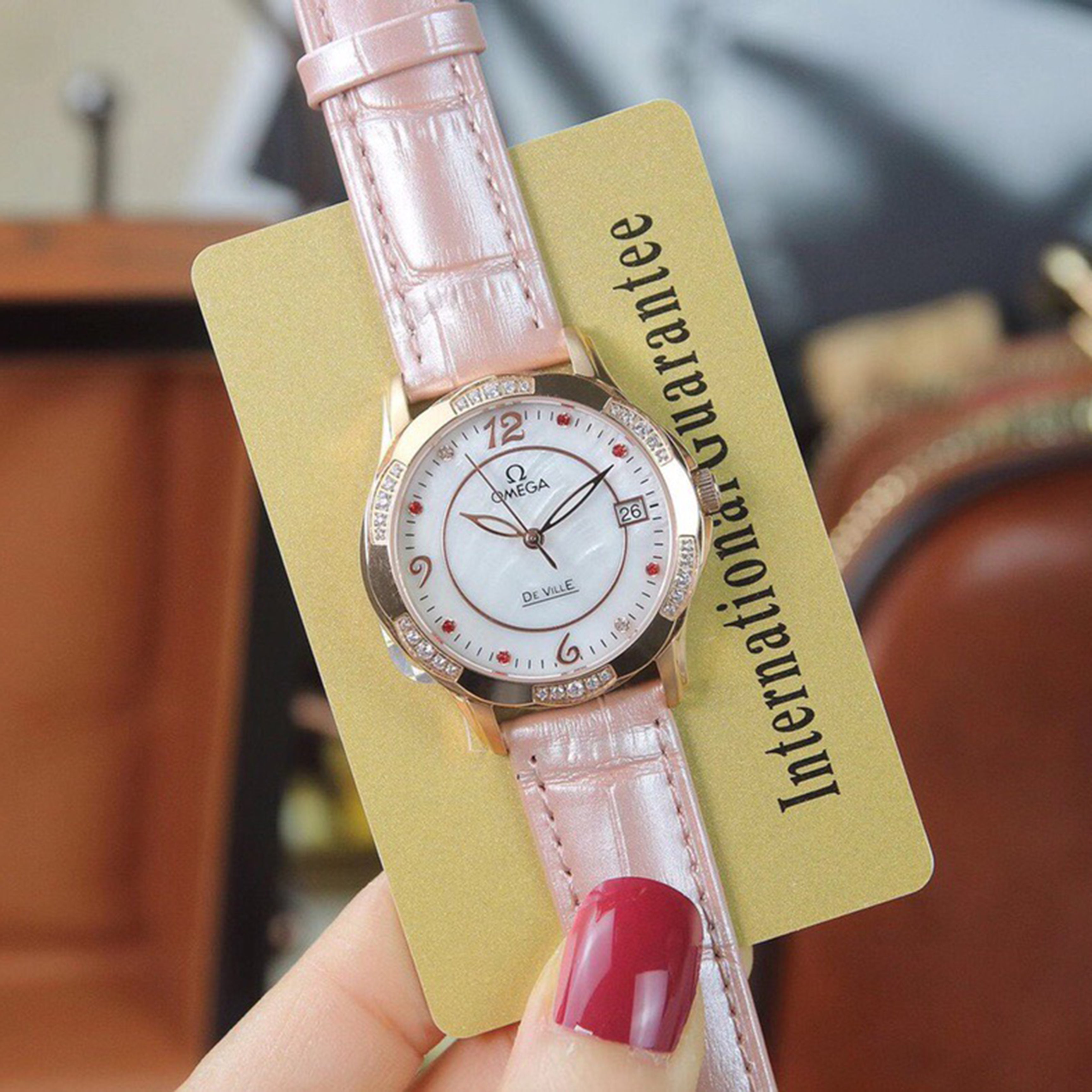 Omeg*—Elegant Ceramic Ladies' Watch