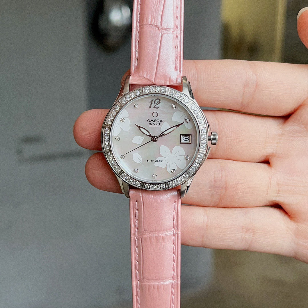 Omeg*—Elegant Ceramic Ladies' Watch