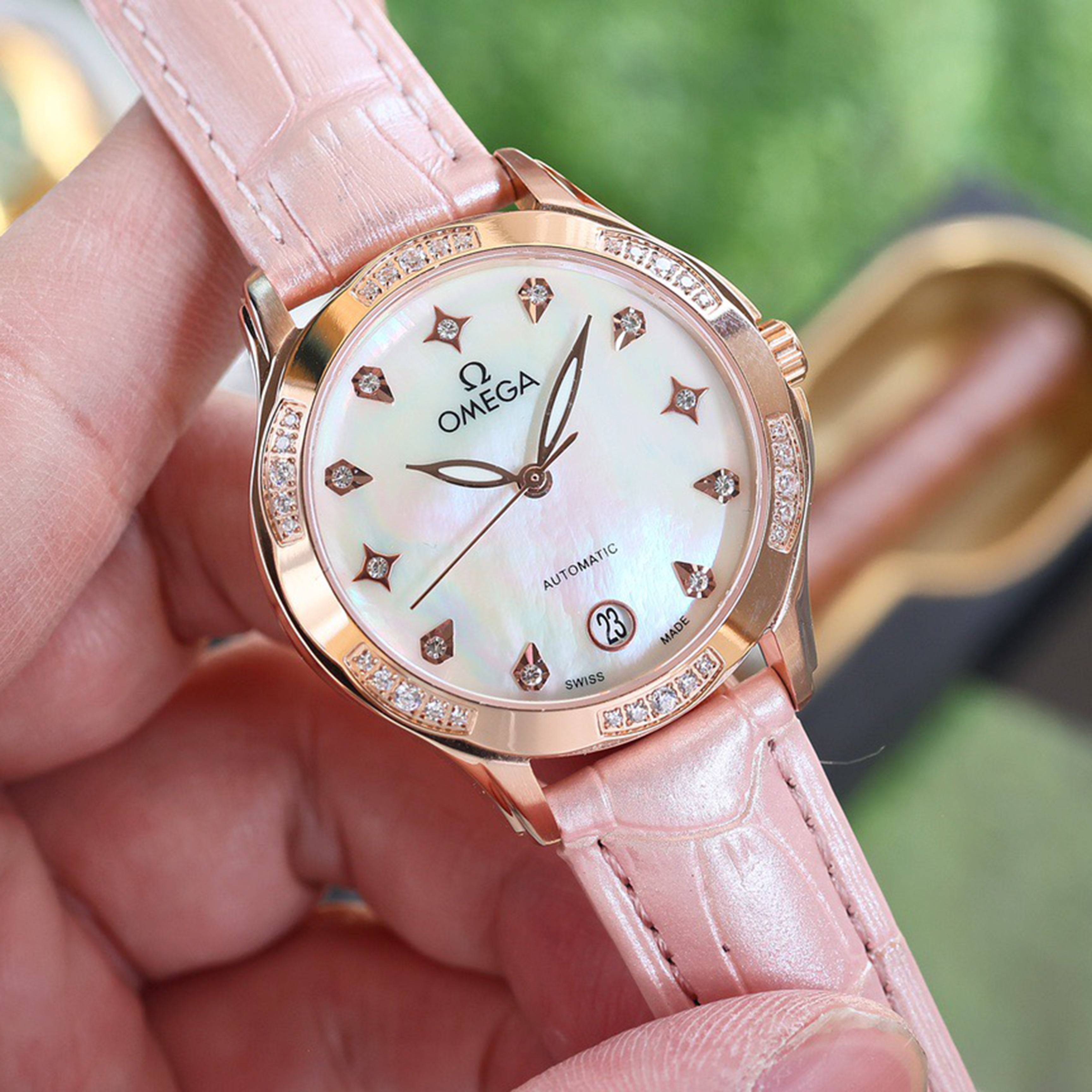 Omeg*—Elegant Ceramic Ladies' Watch