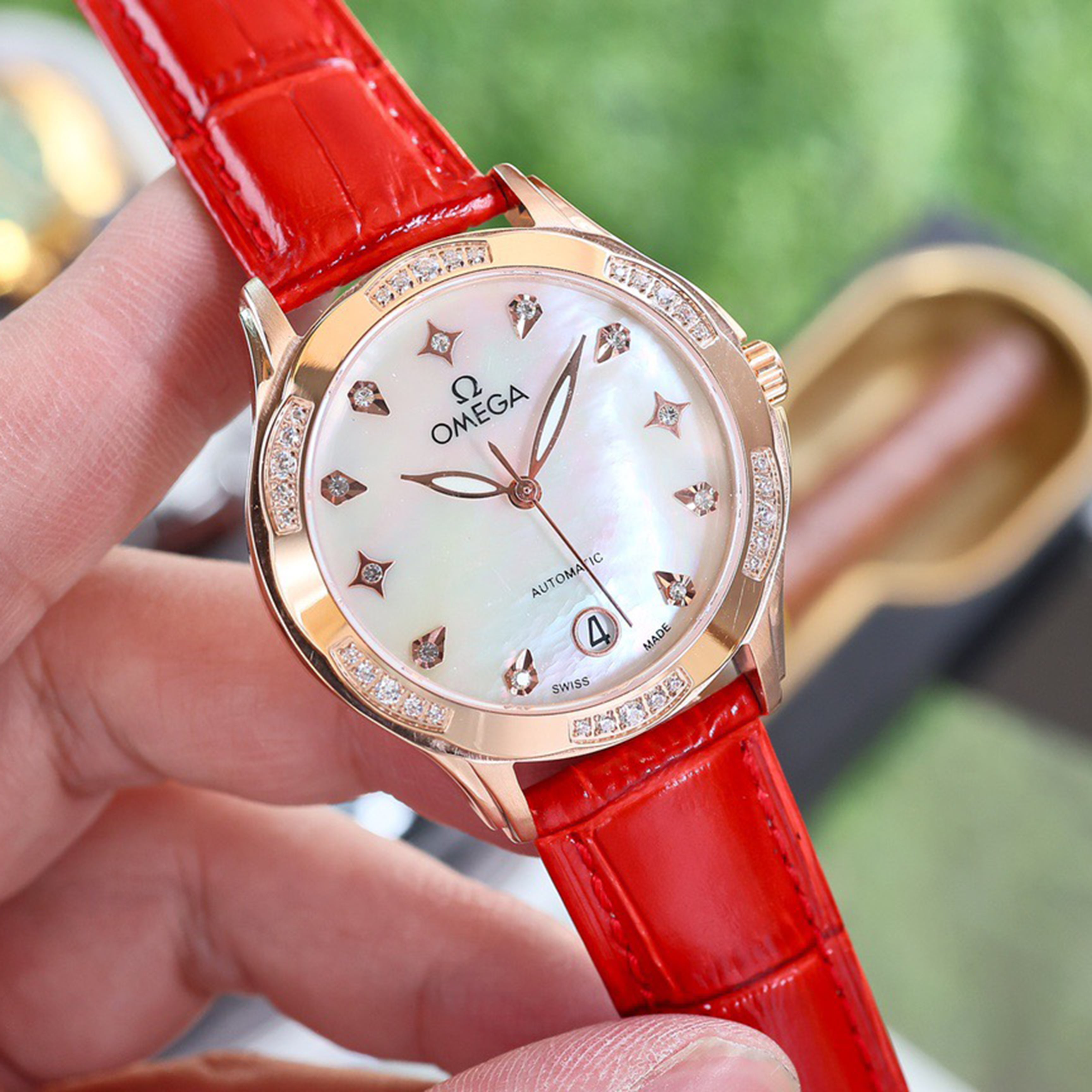 Omeg*—Elegant Ceramic Ladies' Watch