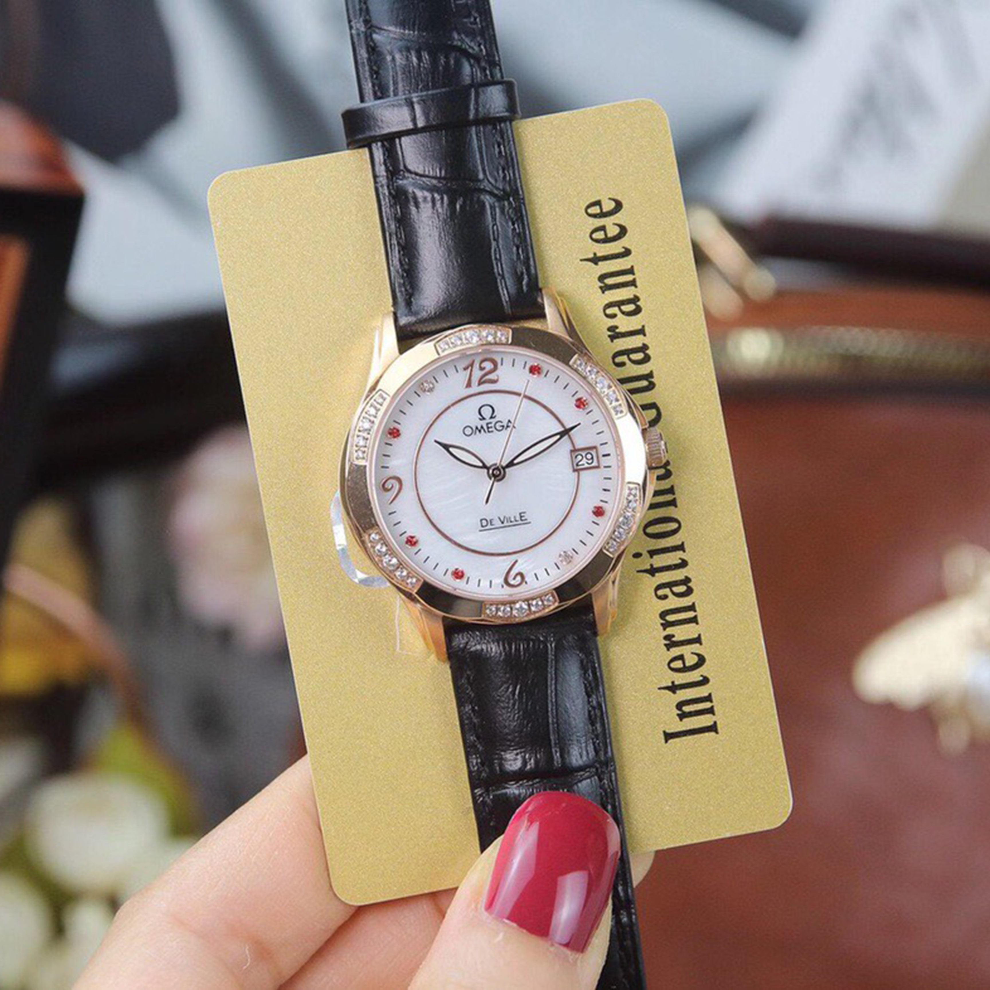 Omeg*—Elegant Ceramic Ladies' Watch