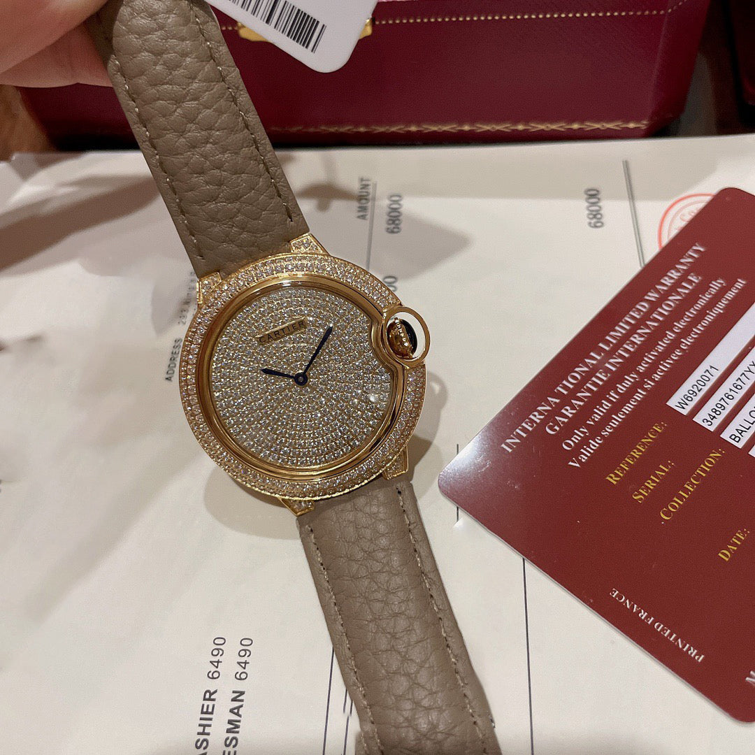 Carti*r - Grey Lychee Grain Leather Women's Watch 36MM