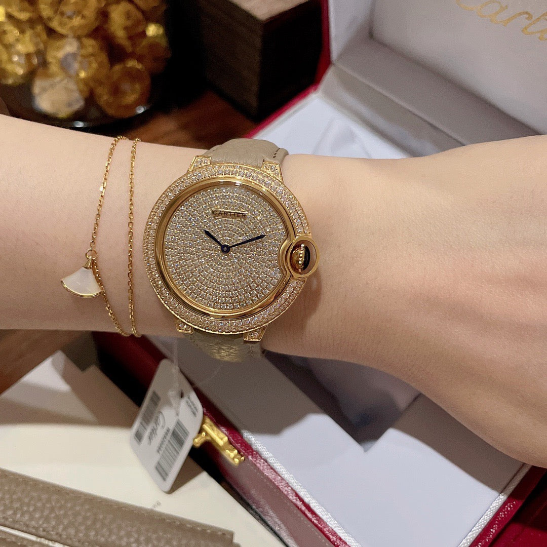 Carti*r - Grey Lychee Grain Leather Women's Watch 36MM