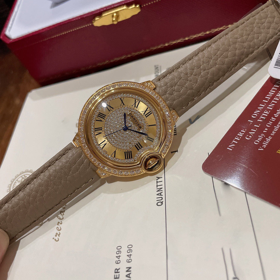 Carti*r - Grey Lychee Grain Leather Women's Watch 36MM