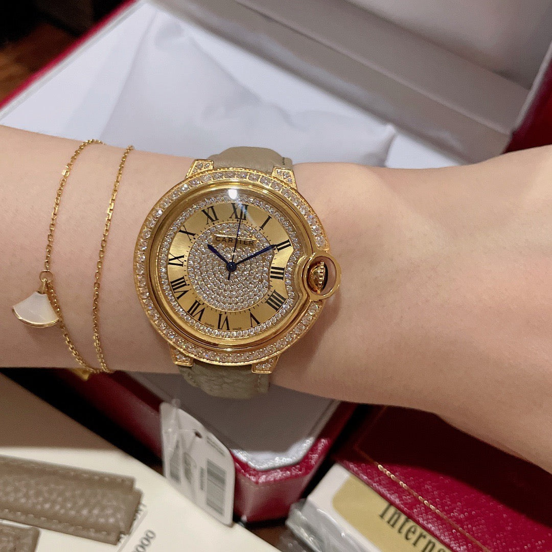 Carti*r - Grey Lychee Grain Leather Women's Watch 36MM