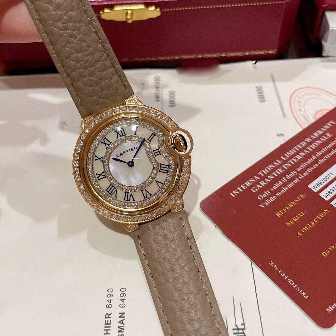 Carti*r - Grey Lychee Grain Leather Women's Watch 36MM