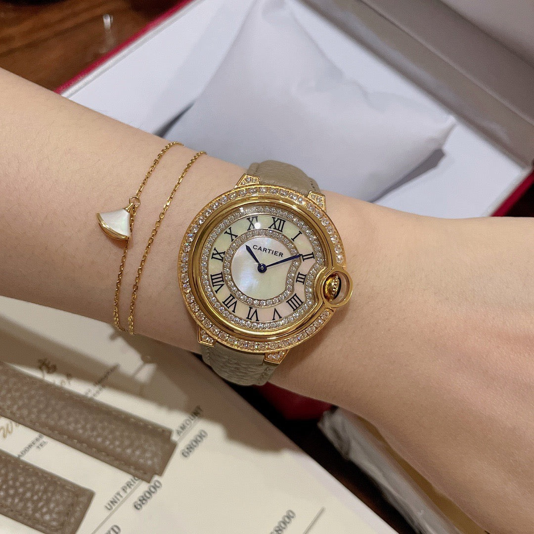 Carti*r - Grey Lychee Grain Leather Women's Watch 36MM