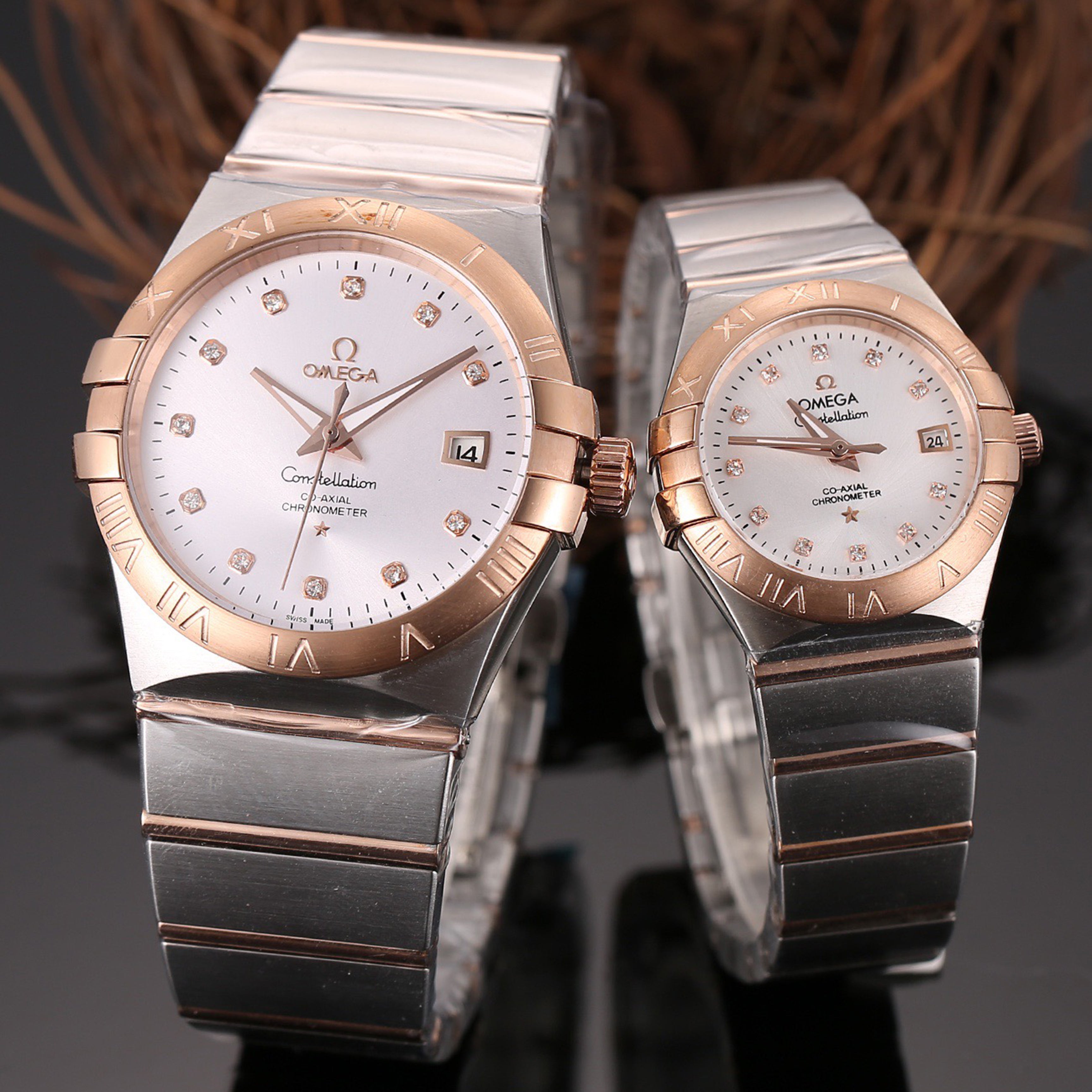 Omeg*-3 Needle Synchronized Twin Eagle Series Couple Watches