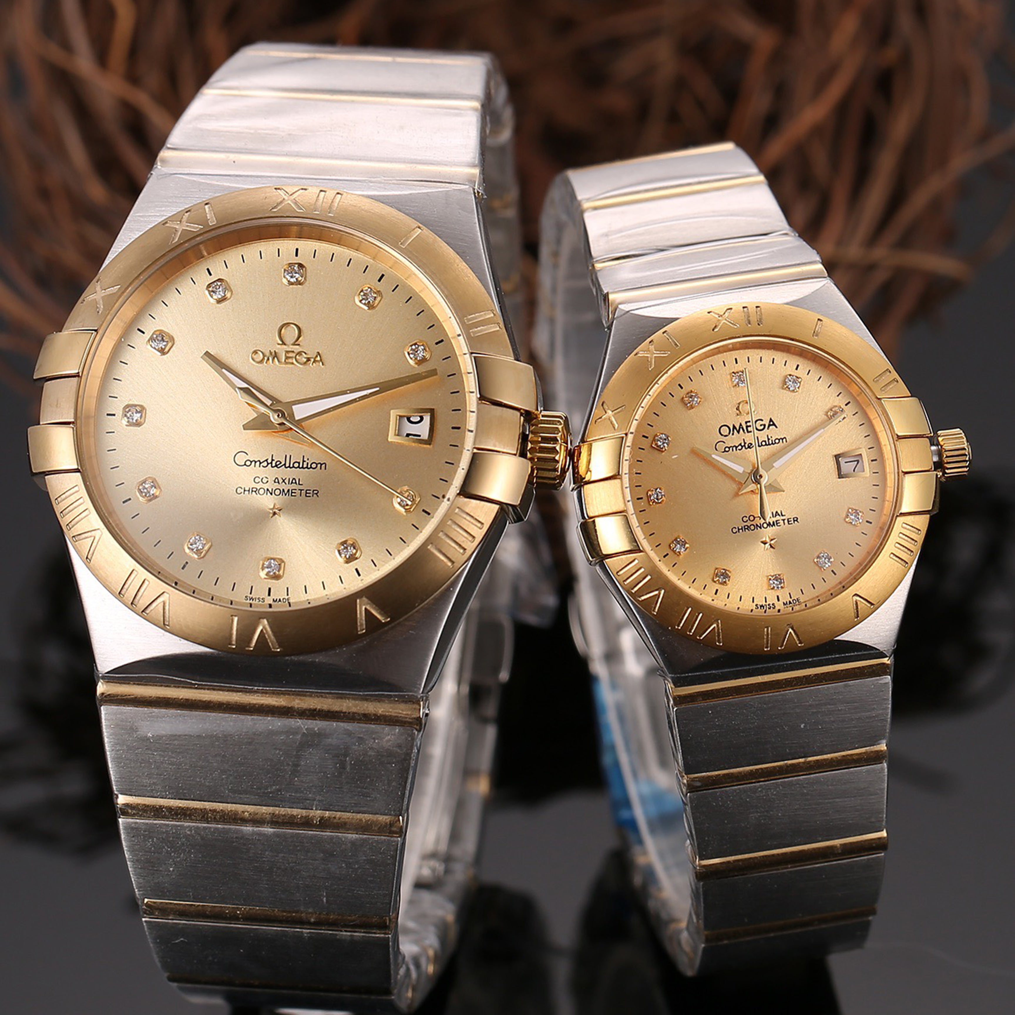 Omeg*-3 Needle Synchronized Twin Eagle Series Couple Watches