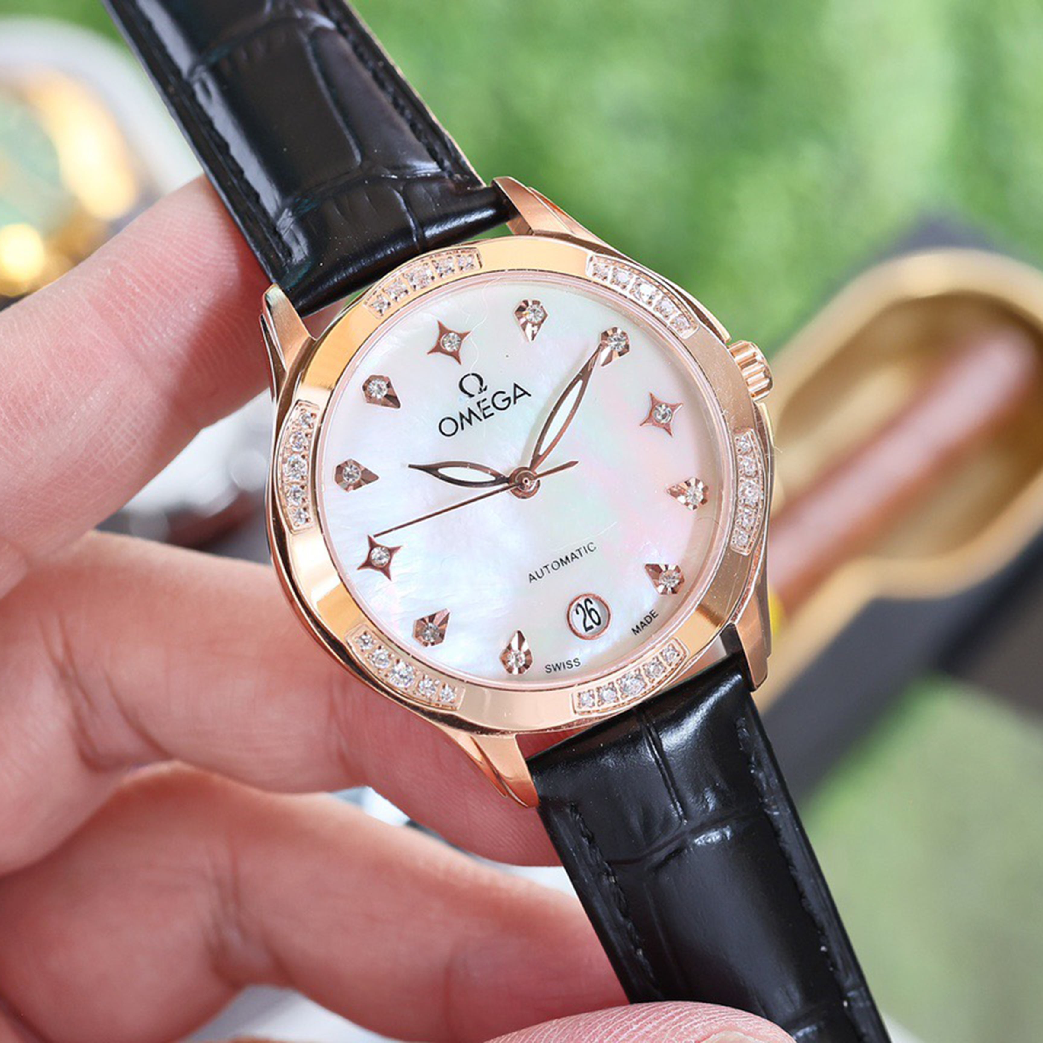 Omeg*—Elegant Ceramic Ladies' Watch