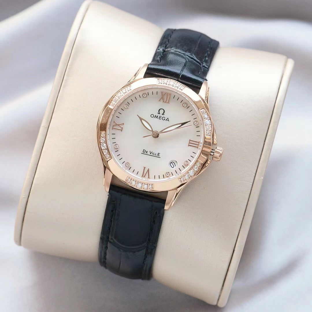 Omeg*—Elegant Ceramic Ladies' Watch
