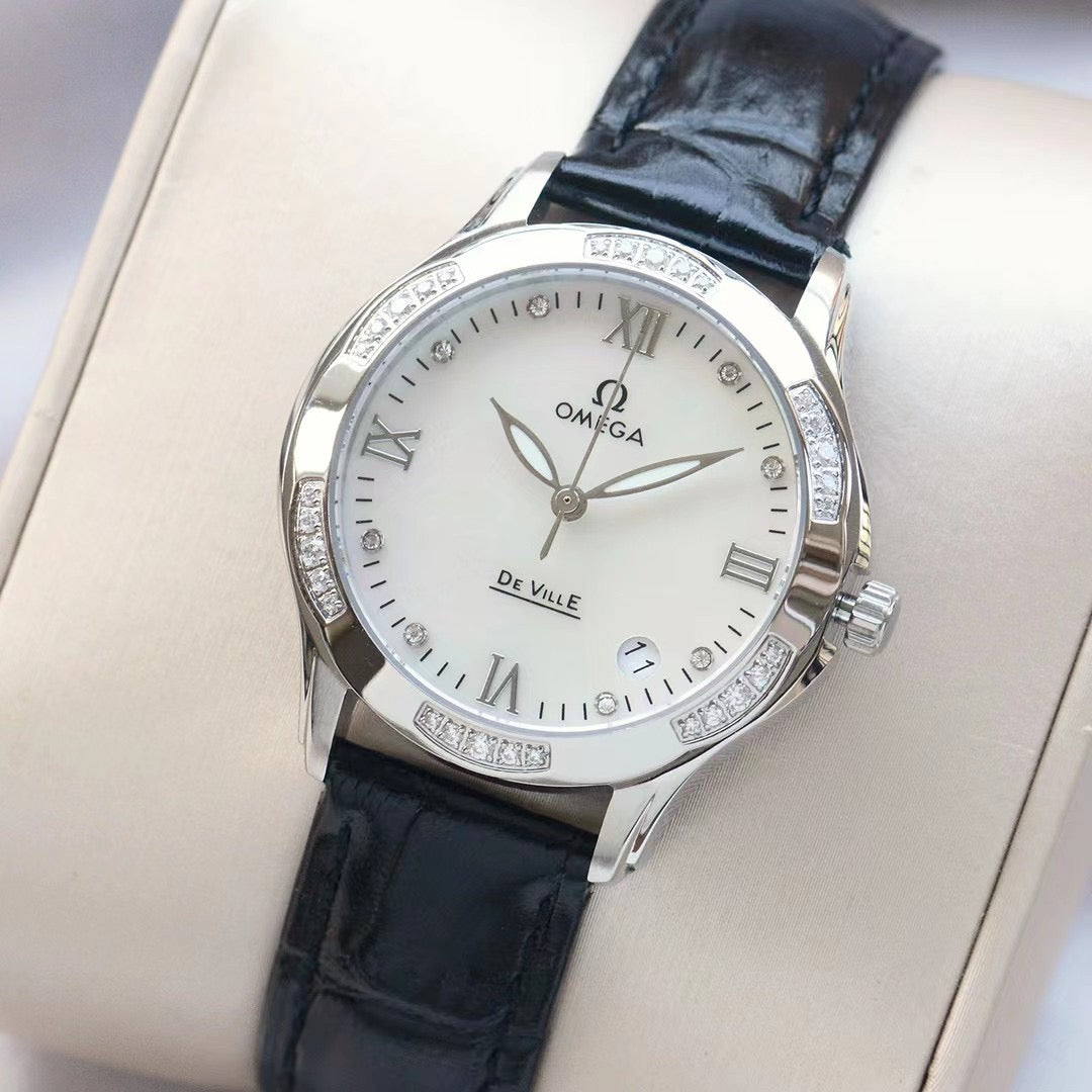 Omeg*—Elegant Ceramic Ladies' Watch