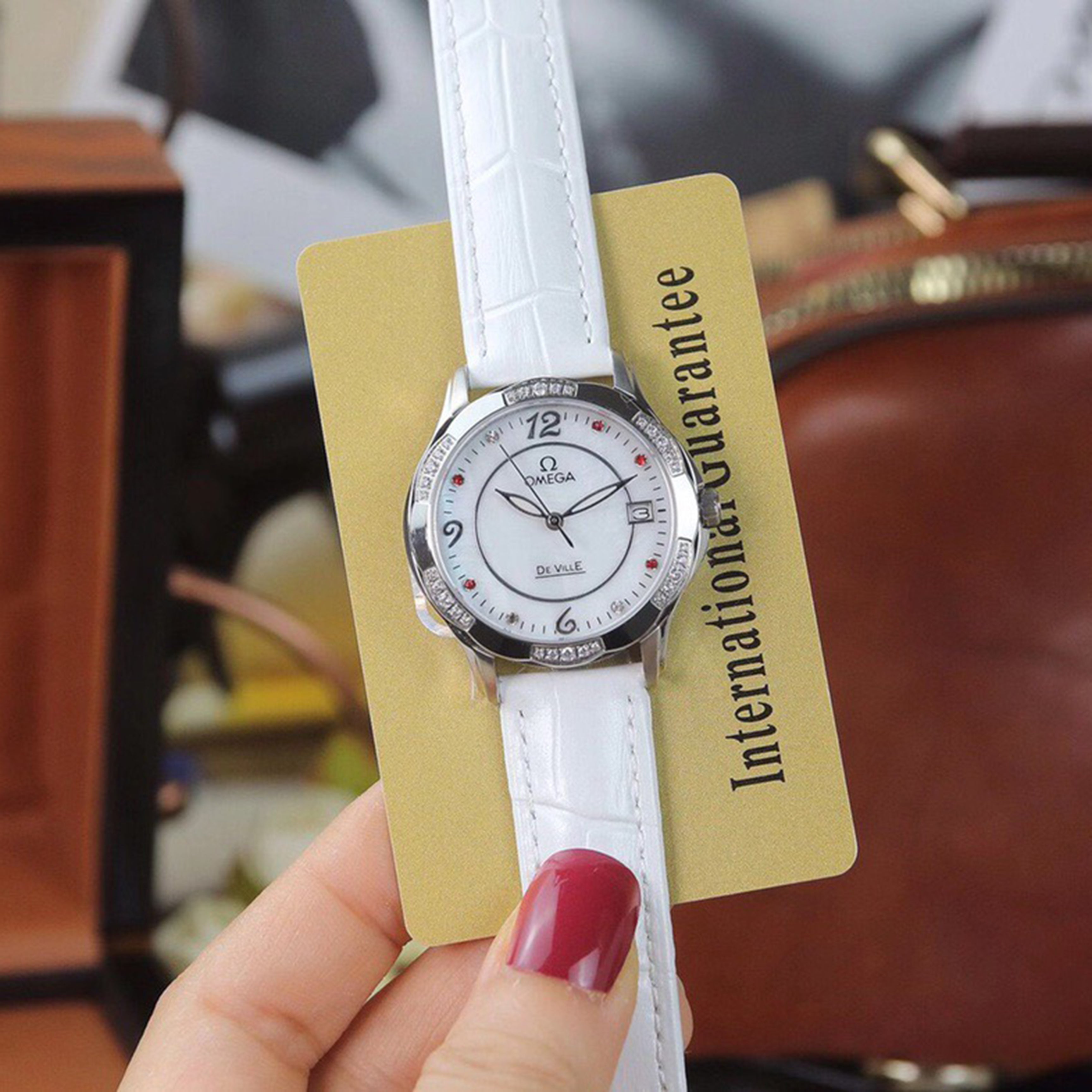 Omeg*—Elegant Ceramic Ladies' Watch