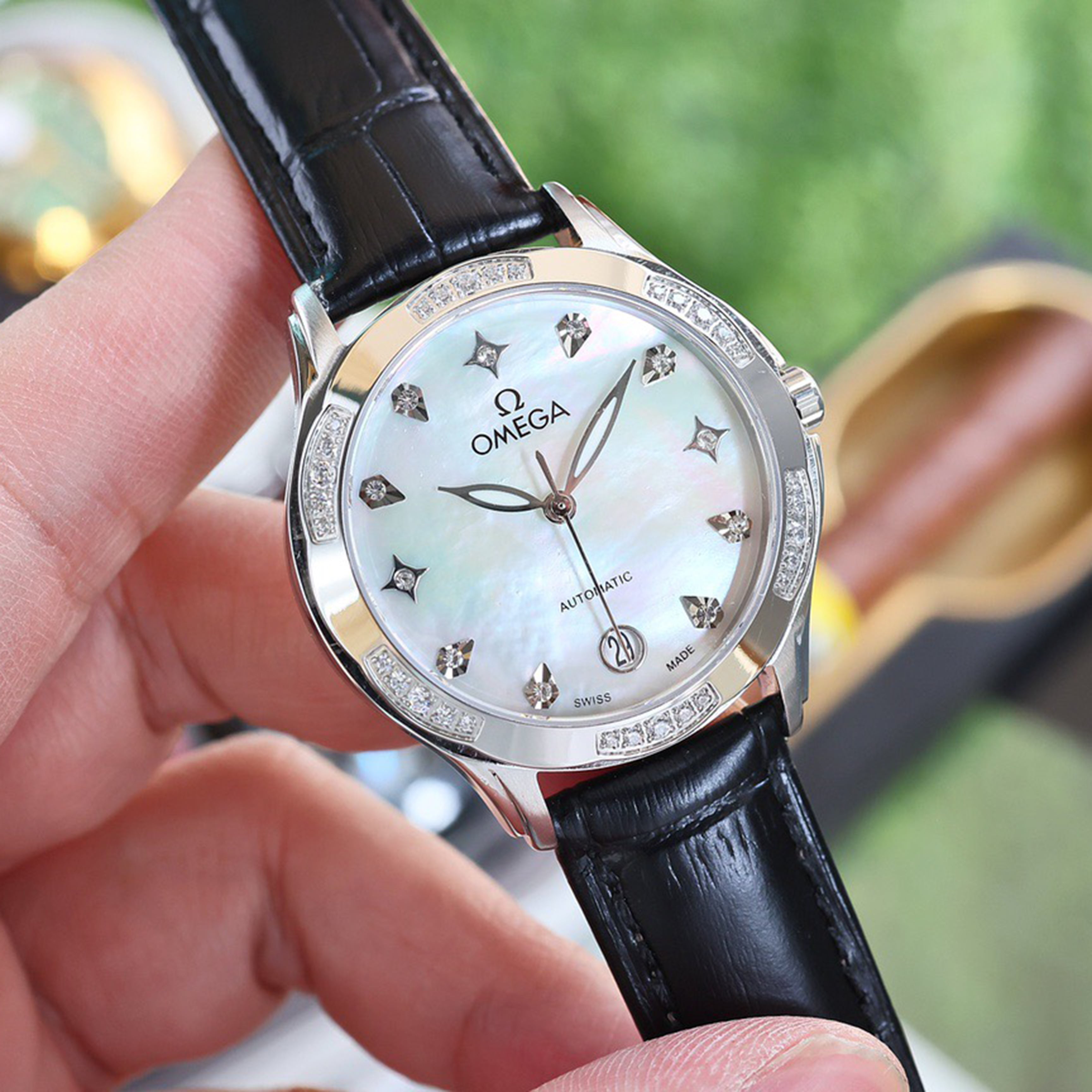Omeg*—Elegant Ceramic Ladies' Watch
