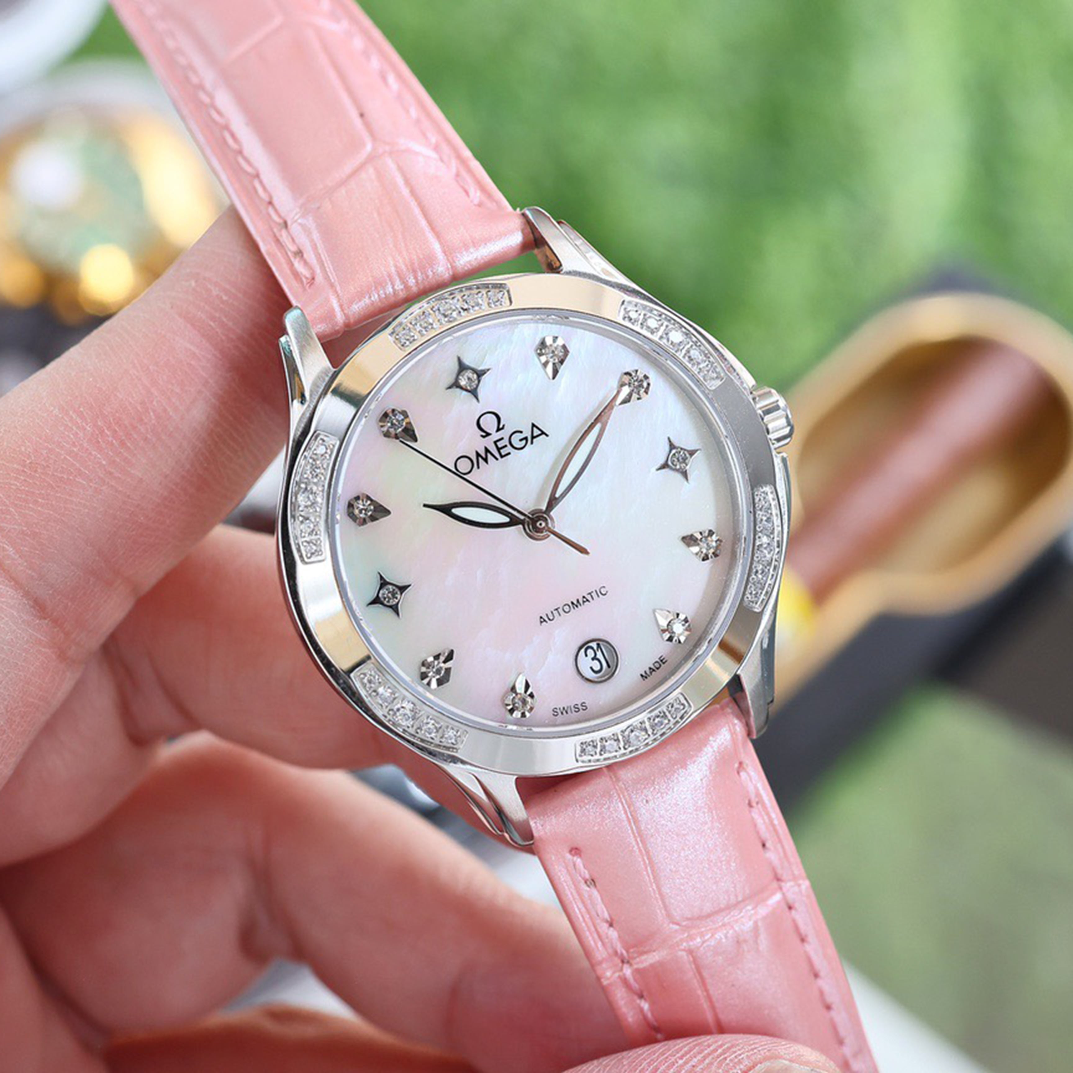 Omeg*—Elegant Ceramic Ladies' Watch