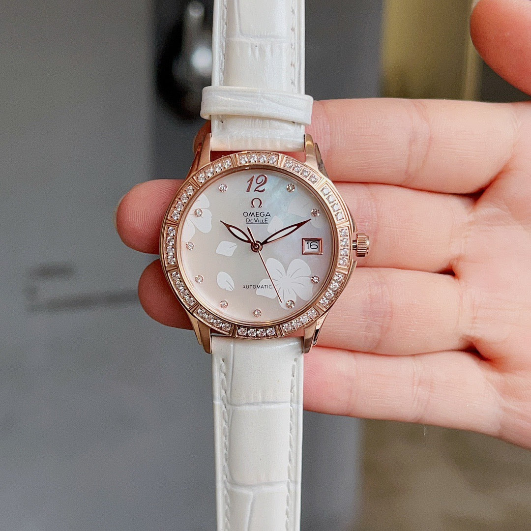 Omeg*—Elegant Ceramic Ladies' Watch