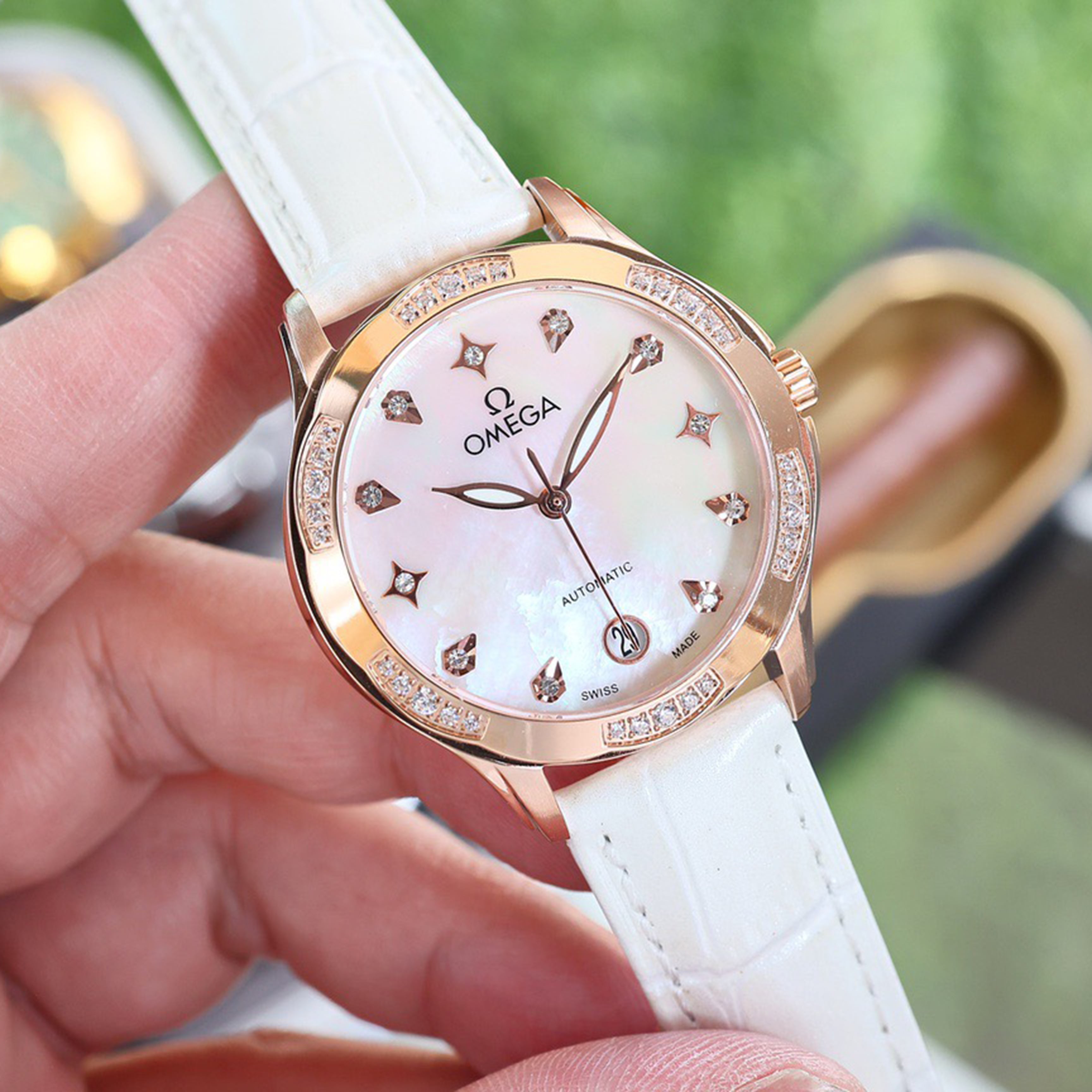 Omeg*—Elegant Ceramic Ladies' Watch