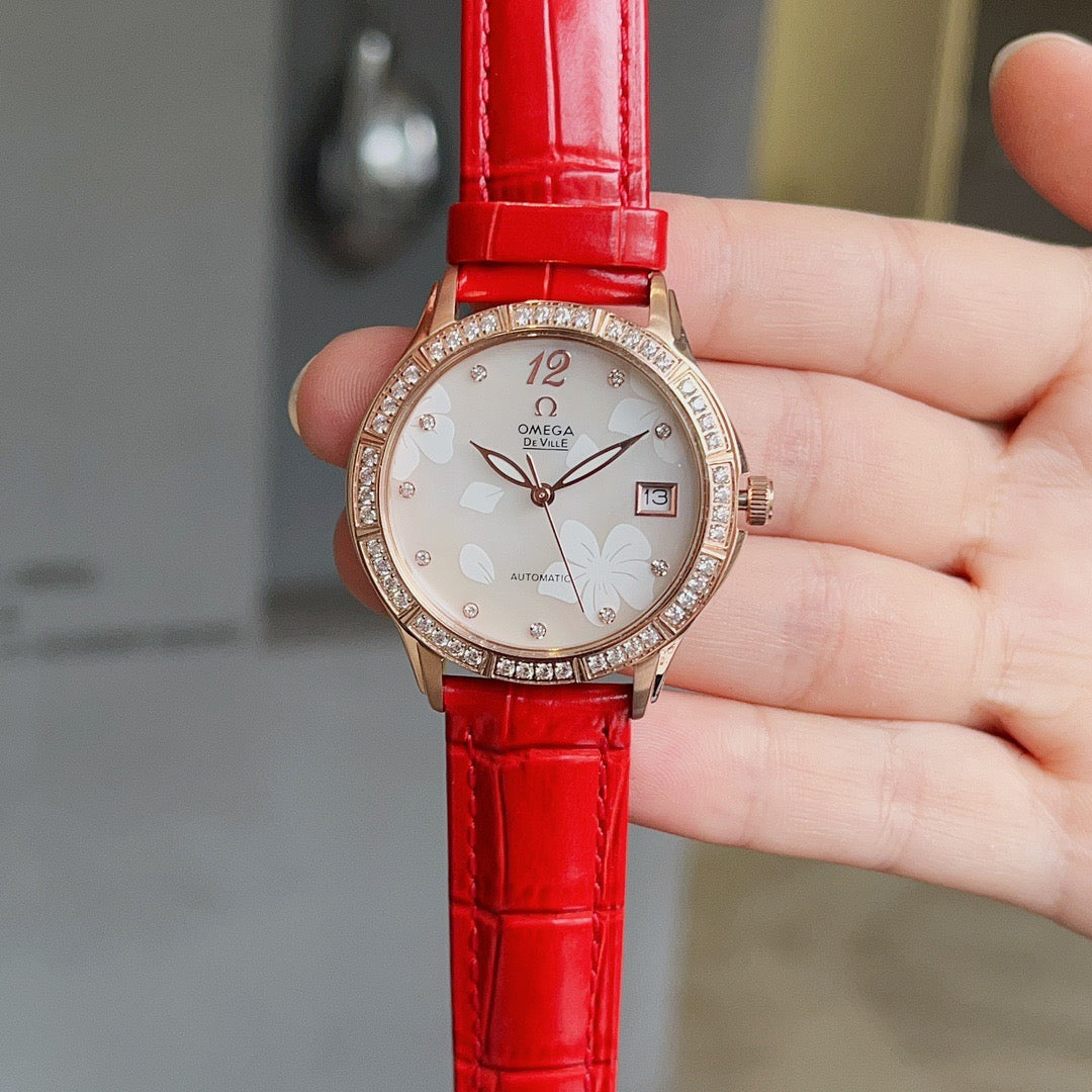Omeg*—Elegant Ceramic Ladies' Watch