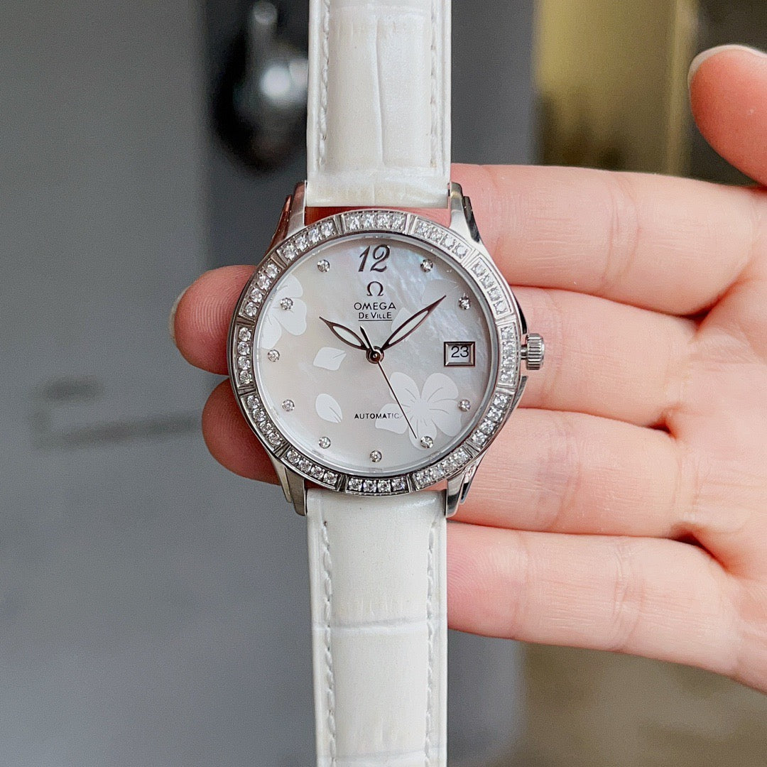 Omeg*—Elegant Ceramic Ladies' Watch