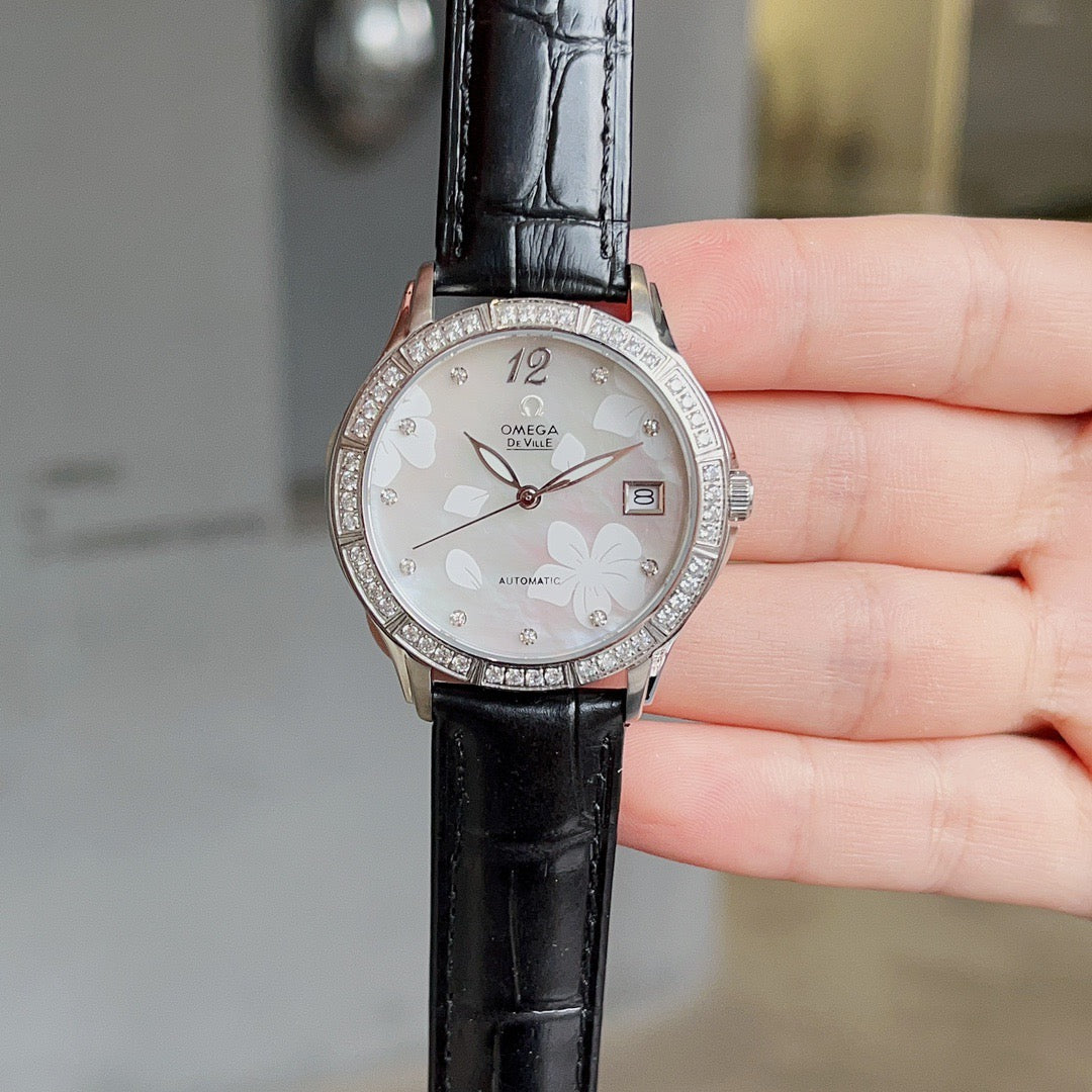 Omeg*—Elegant Ceramic Ladies' Watch